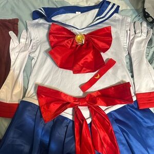 Sailor-Inspired Adult Costume in Red and Blue